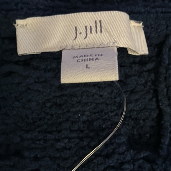 J. Jill cable knit chenille tunic length crewneck Ivory Sz L sweater new - Picture 8 of 10